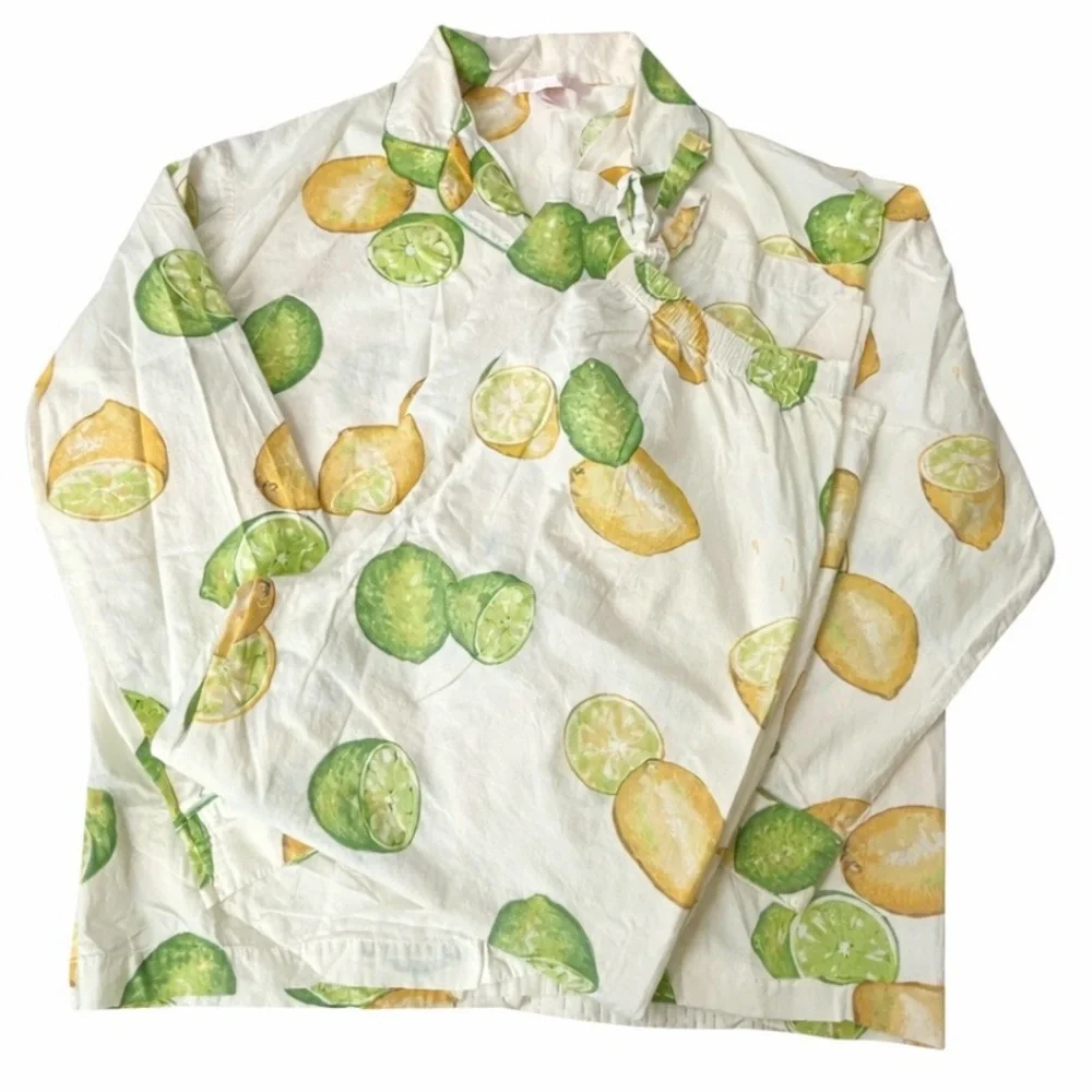 Victoria’s Secret Lemon Lime Citrus Cotton Pajama Set Lounge Size M - Picture 3 of 10